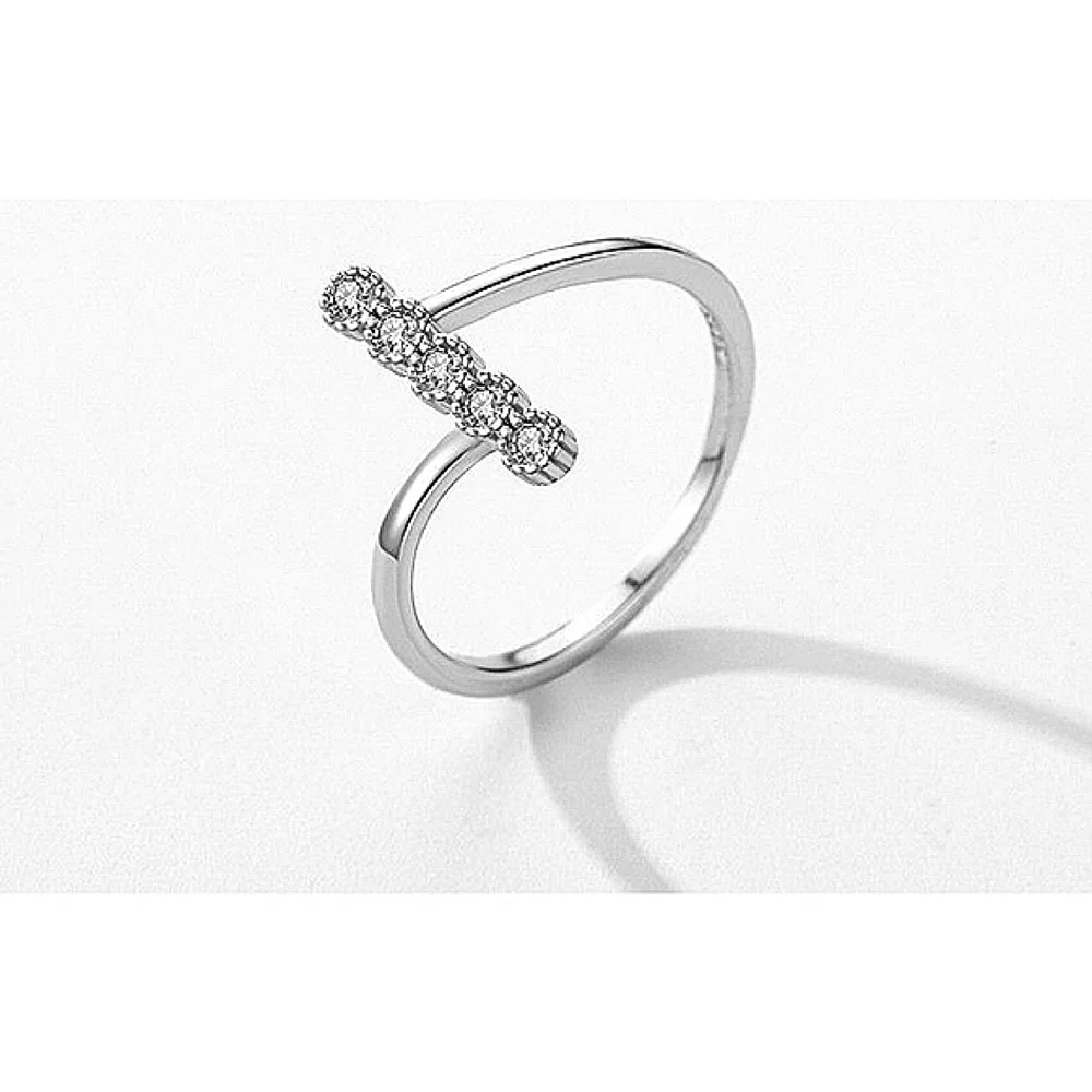 NEW Women's Bezel Set Simulated Diamond Platinum-Plated S925‎ Band Ring, 6